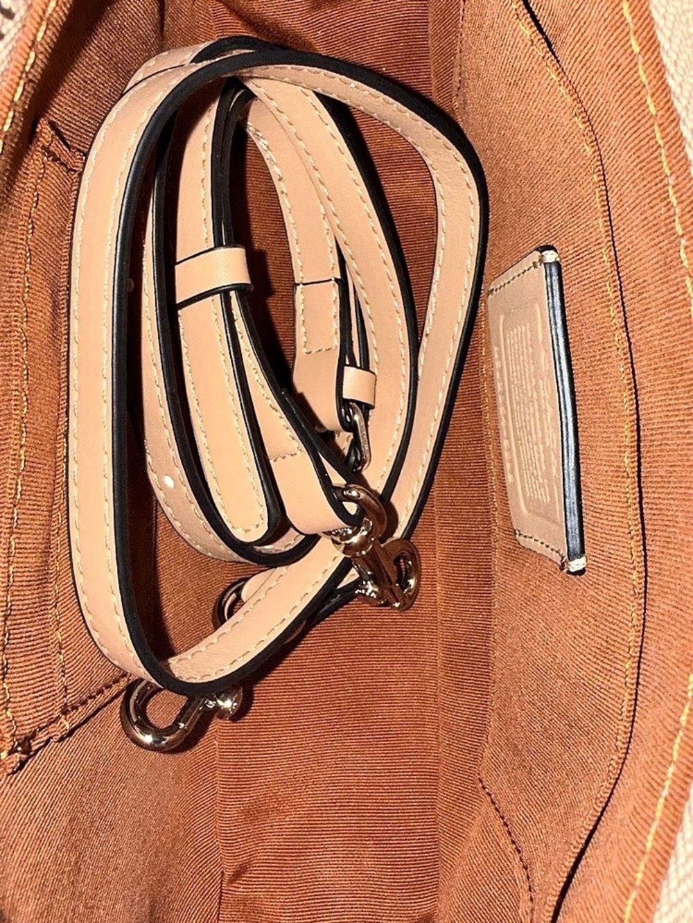 Coach Teri Shoulder Bag In Signature Canvas NWOT Silver/Tan/Taupe - Picture 8 of 11
